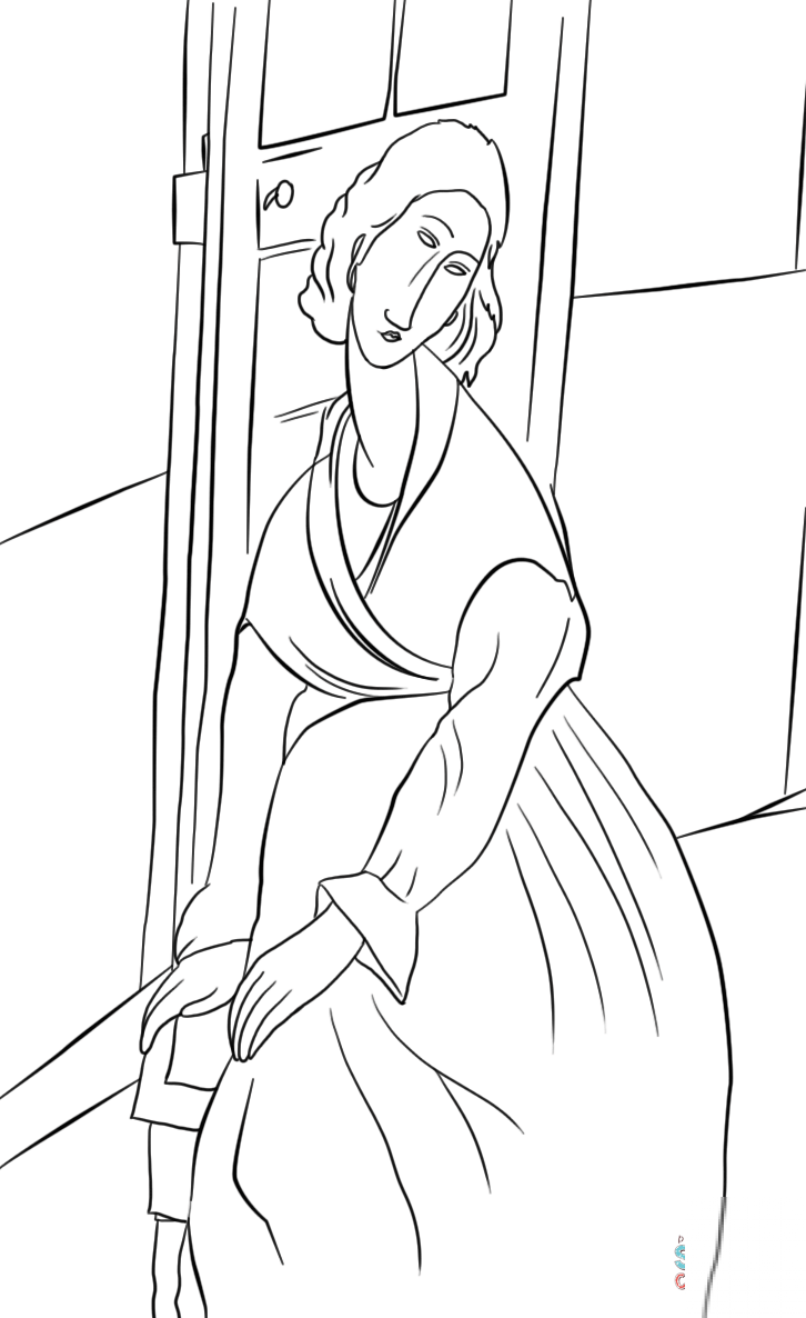 Jeanne Hebuterne in Front of a Door...