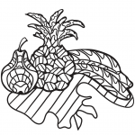 Zentangle Pear, Pineapple and Bananas