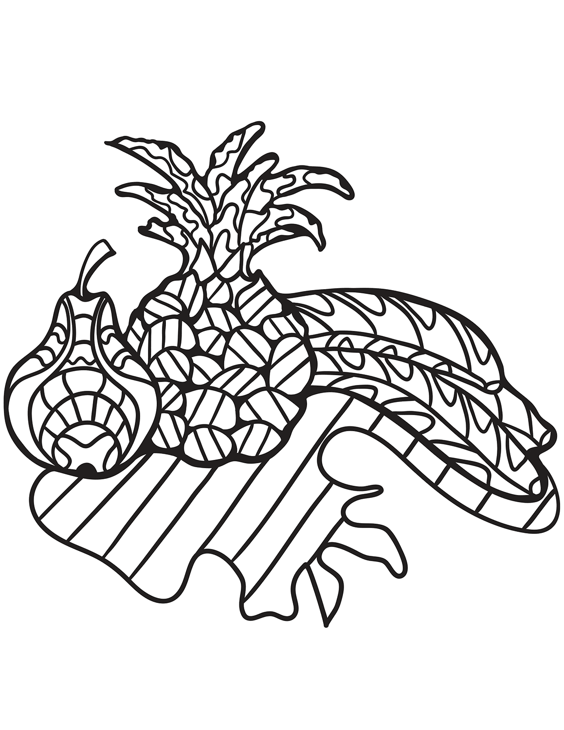 Zentangle Pear, Pineapple and Bananas