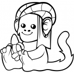 Cute Monkey in a Turban with Banana