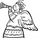 Anioł świąteczny z rogiem