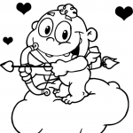 Słodki amorek z łukiem i strzałą...