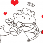 Amorek z łukiem i strzałą w akcji