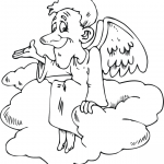 Animowany anioł siedzący na chmurze