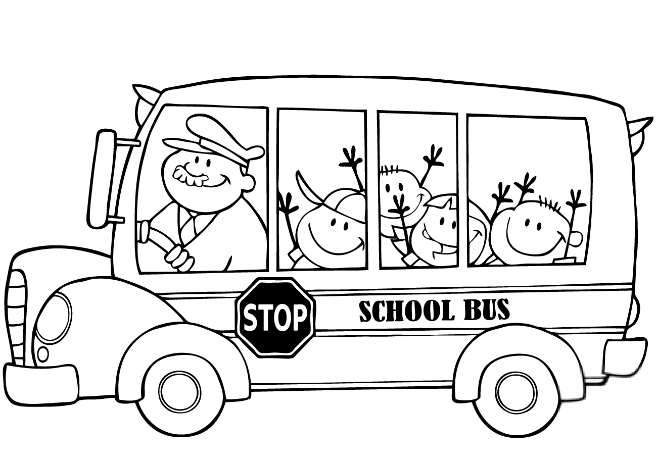 School Bus with Happy Children