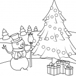 Snowman, Christmas Tree and Presents