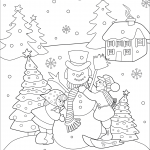 Boy and Girl Building a Snowman