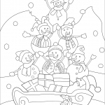 Snowmen with Santa on a Sled