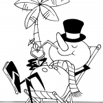 Cartoon Snowman on a Beach