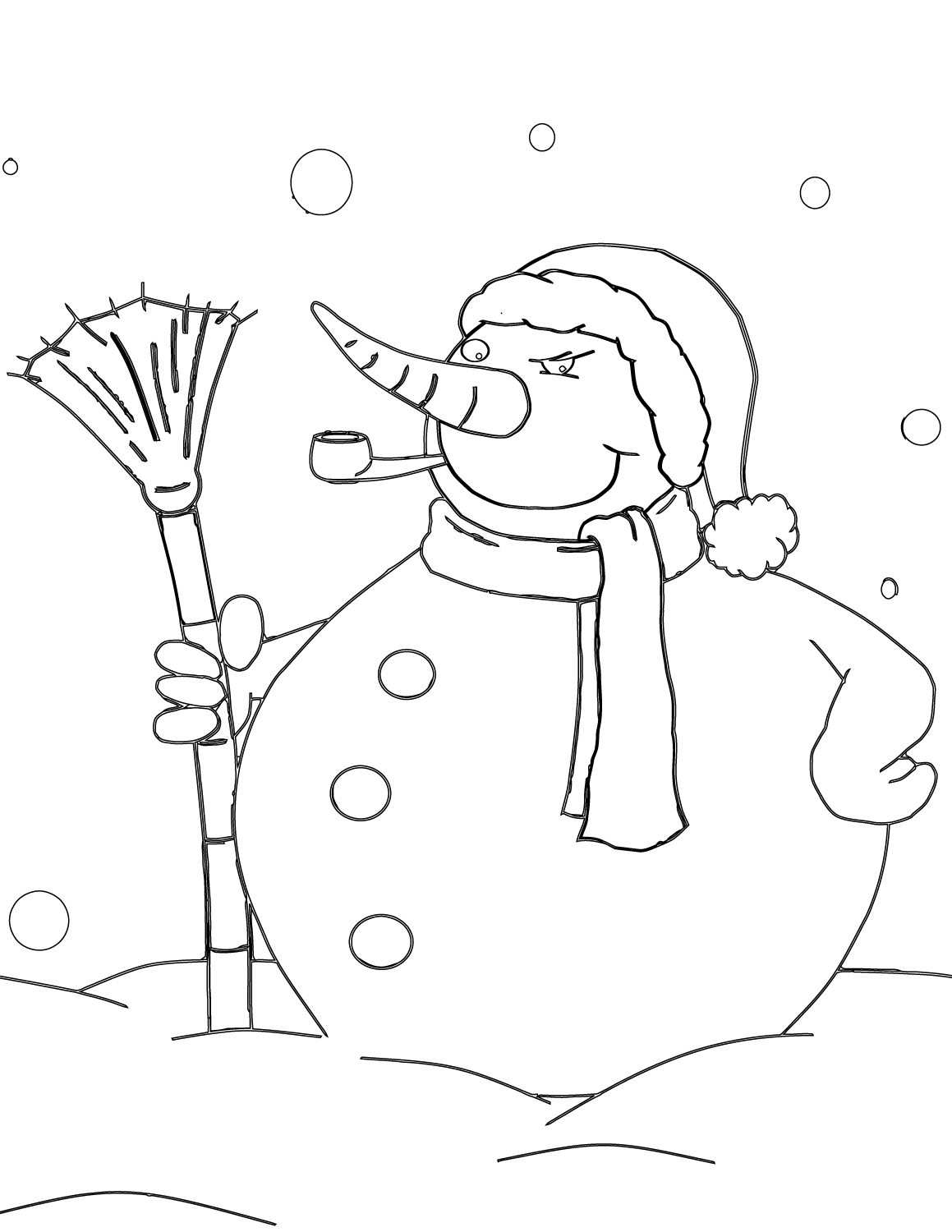 Snowman with Pipe and Broom