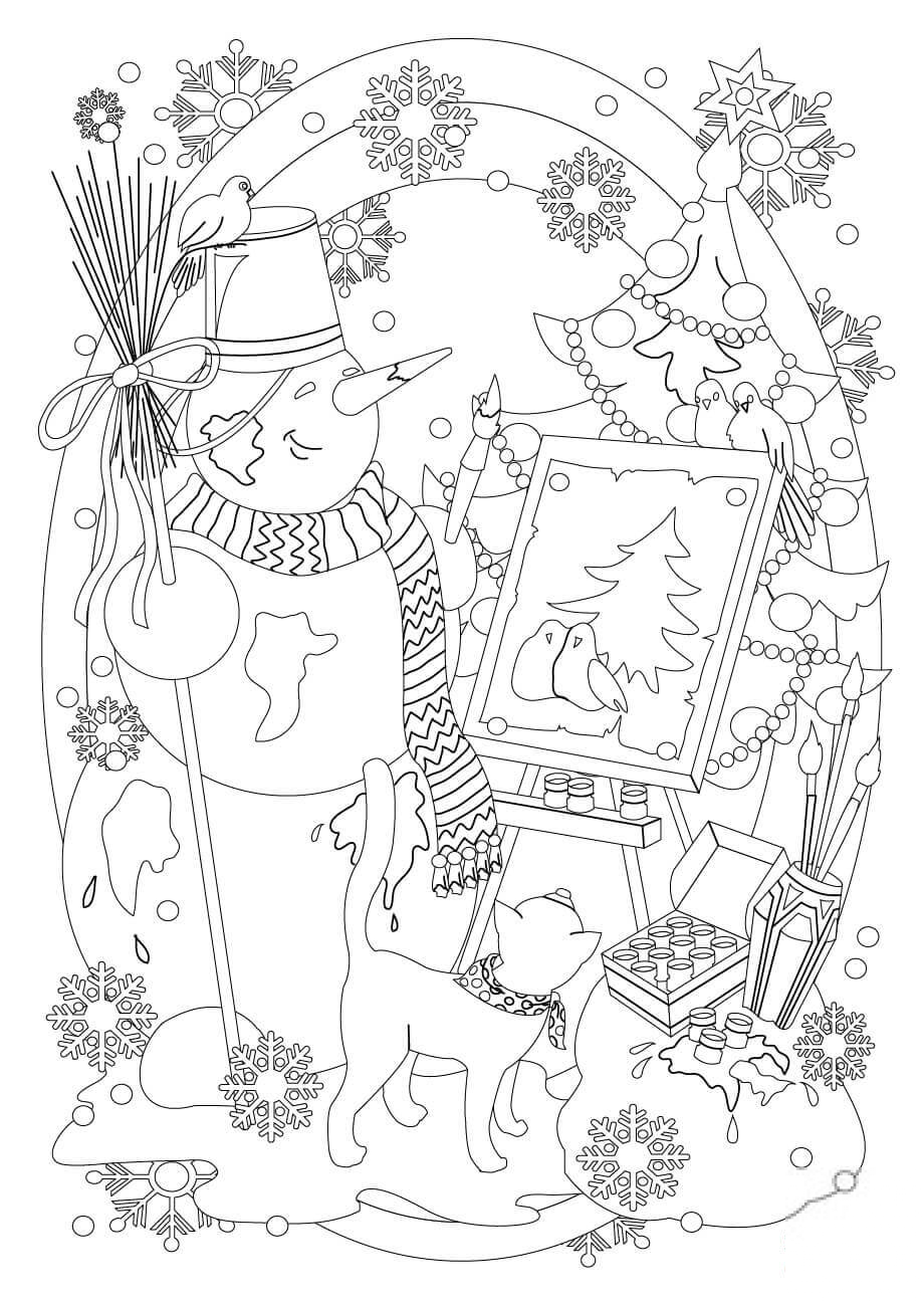 The Snowman is Painting a Picture