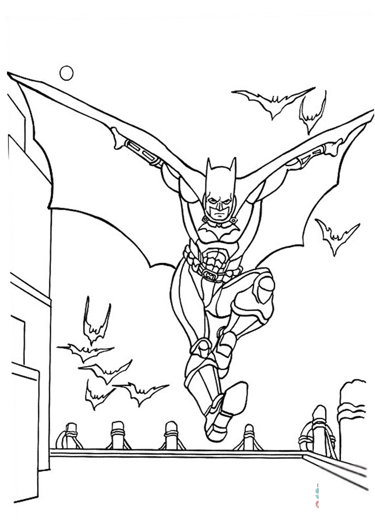 Batman flying with bats