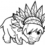 Funny Bull with Chief Headdresses