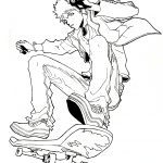 Ichi-Nii on skateboard from Manga...