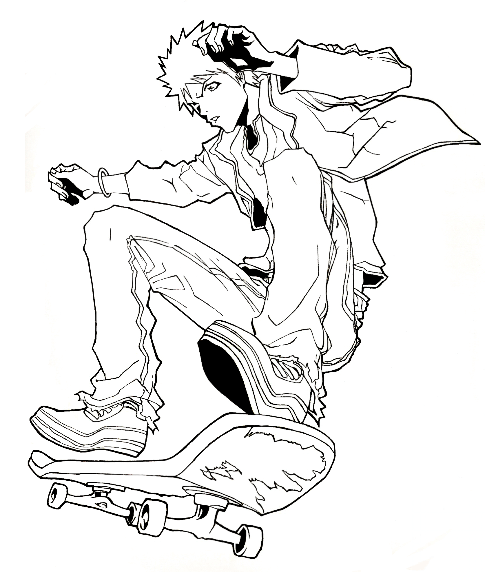 Ichi-Nii on skateboard from Manga...