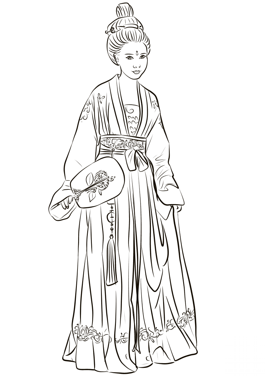 Chinese Woman Wearing Hanfu Dress