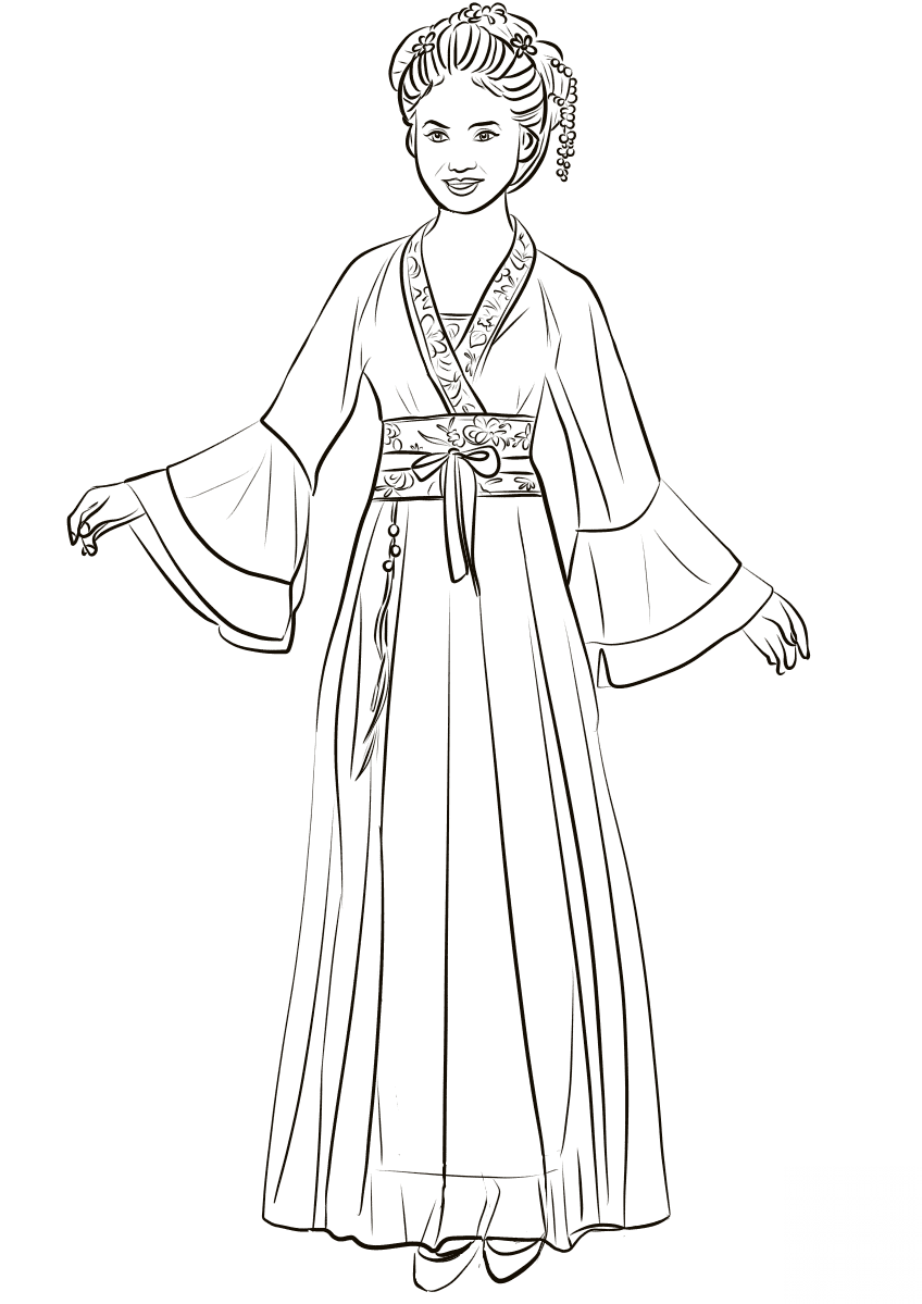 Chinese Woman Wearing Traditional...