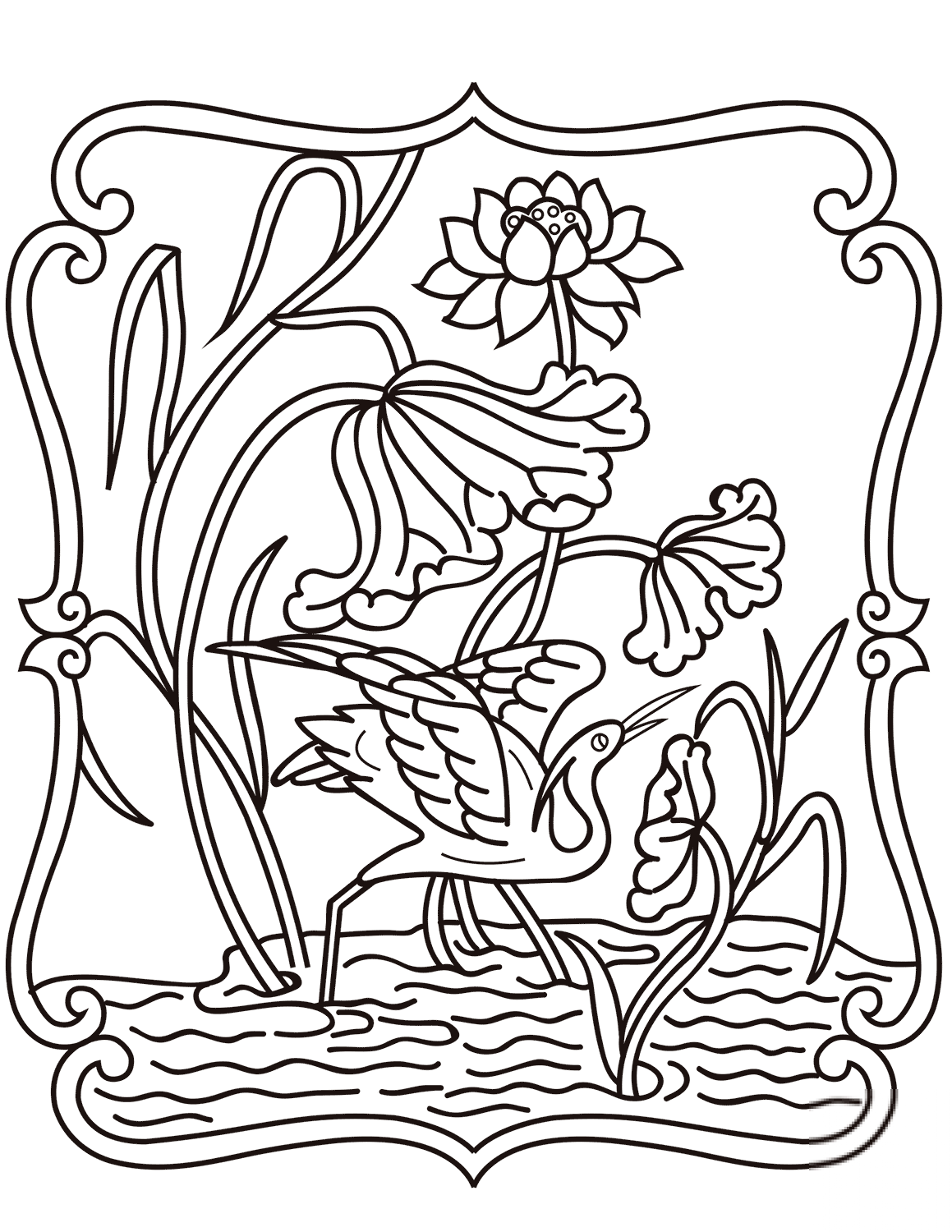 Chinese Traditional Pattern with Egret