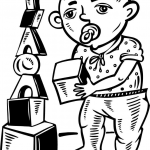 Chłopiec bawiący się klockami