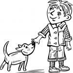 Chłopczyk biorący swojego psa na...