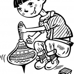 Chłopiec bawiący się bąkiem