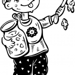 Chłopczyk upuszczający jedzenie na...