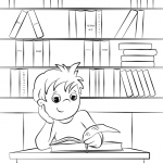 Cute Little Boy Reading a Book at...