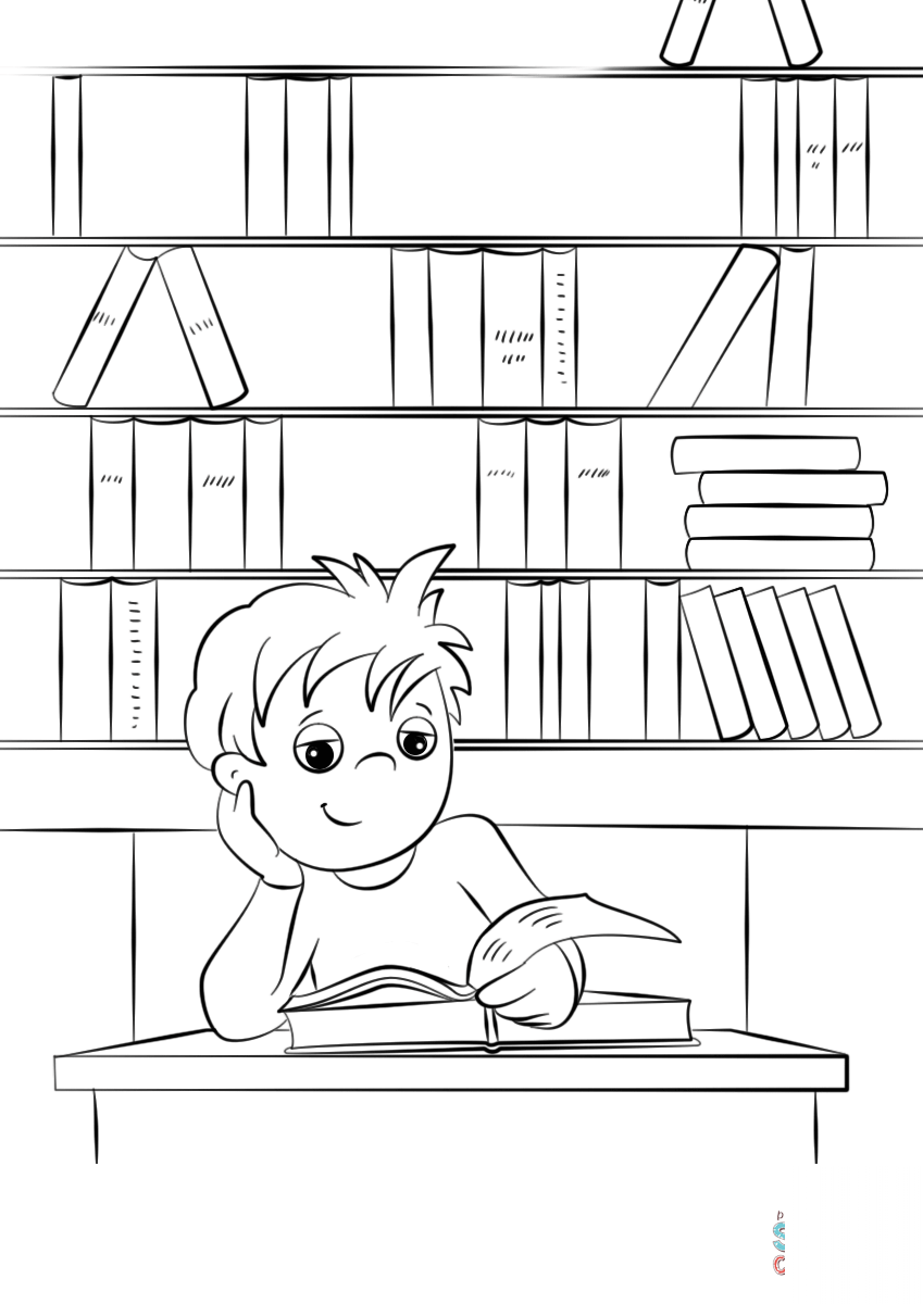 Cute Little Boy Reading a Book at...