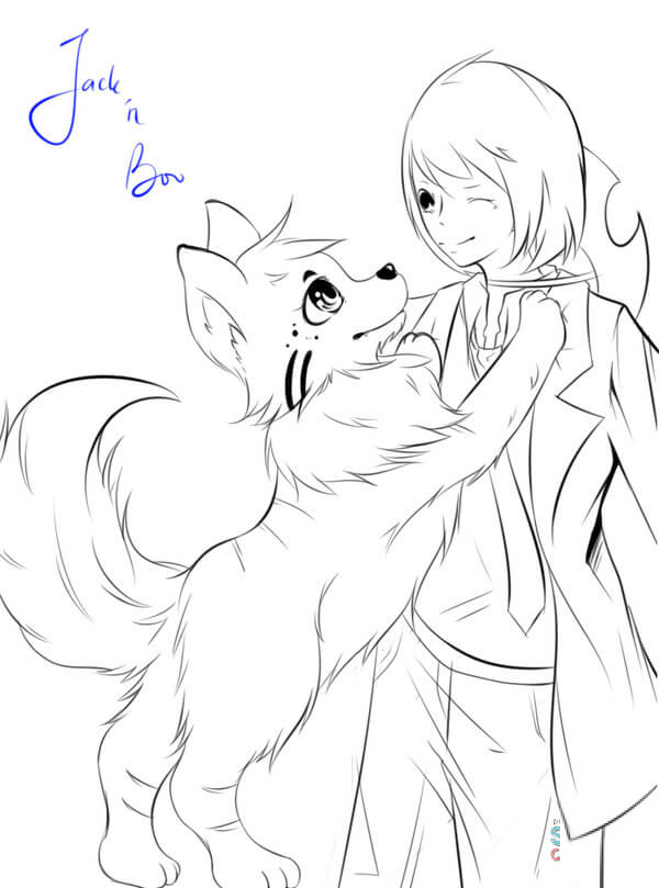 Anime Boy with Dog by ZaveKey