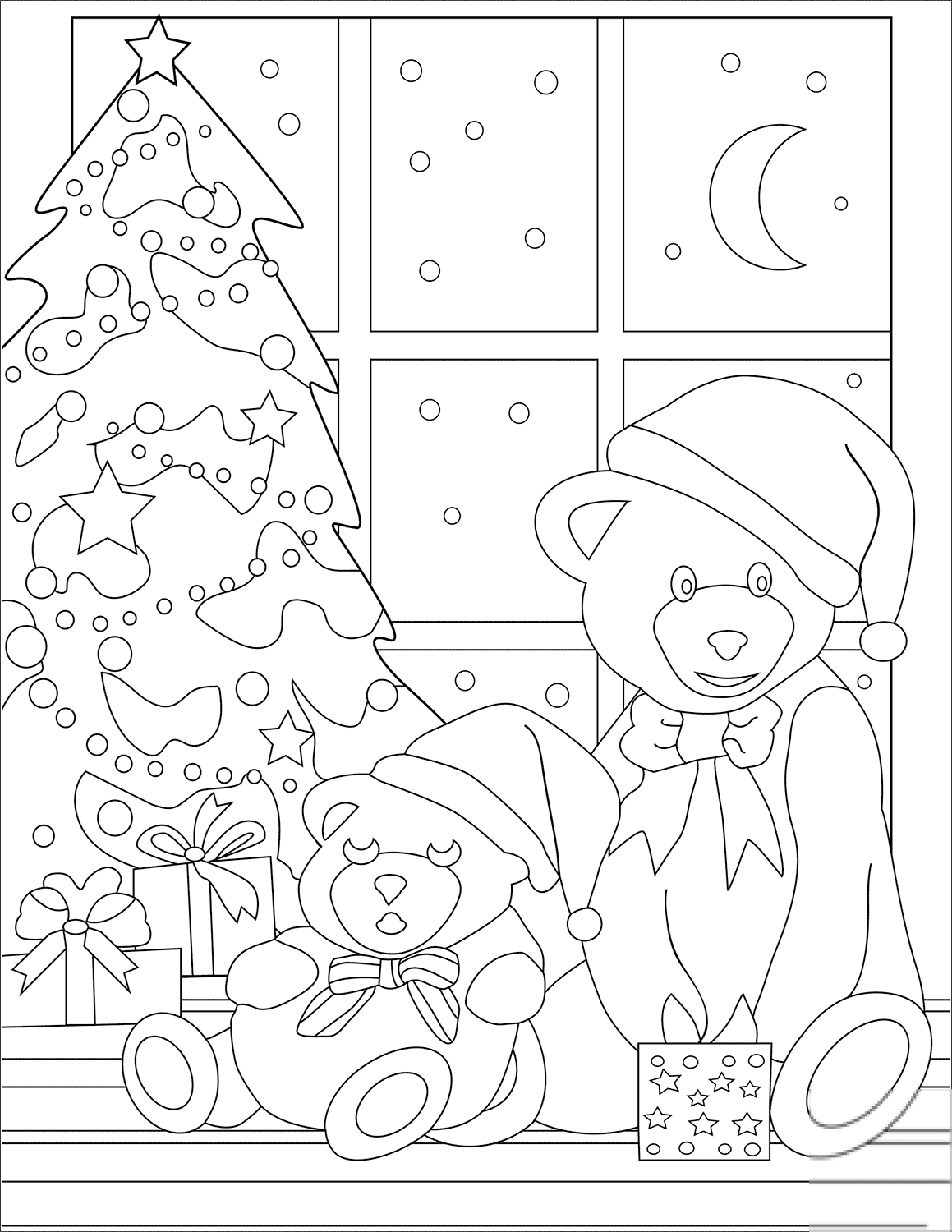 Cute Teddy Bears near Christmas Tree