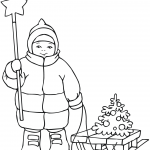 Cute Boy with Christmas Star and Sled