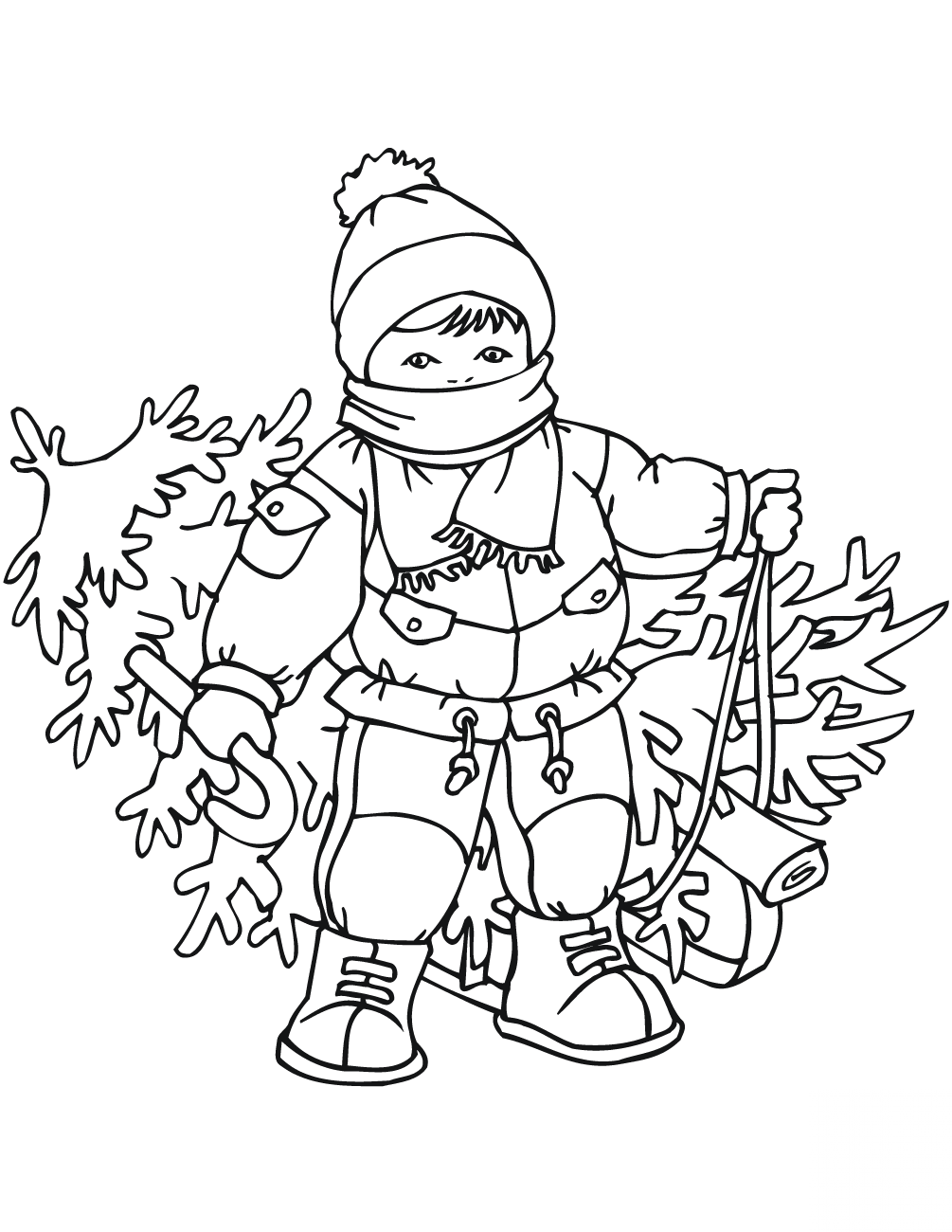 Little Boy with Xmas Tree