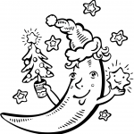 Cartoon Crescent Moon with...