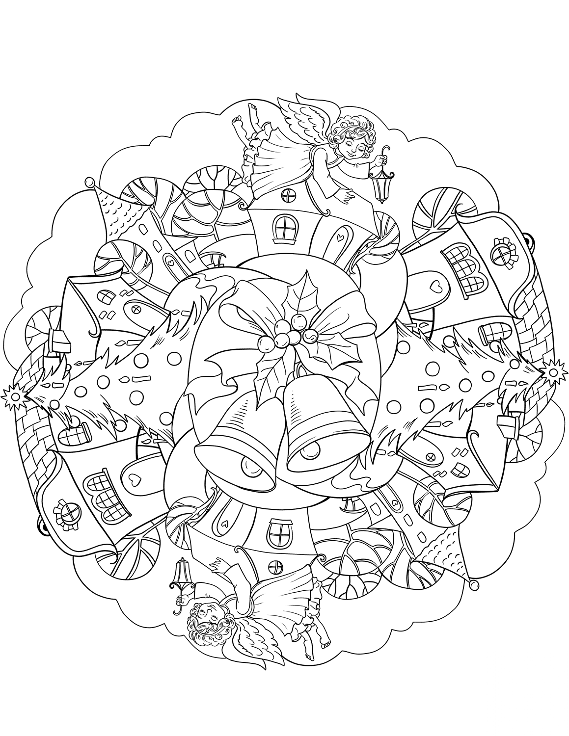 Christmas Mandala with Bell and...