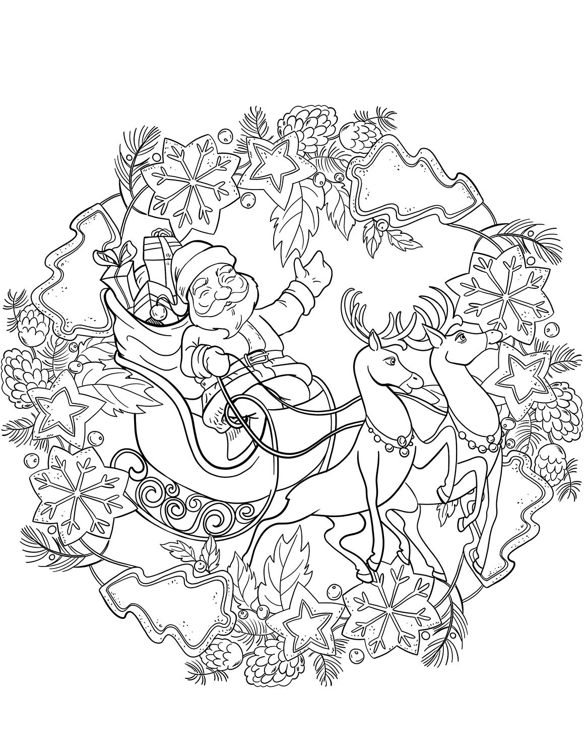 Christmas Mandala with Santa,...