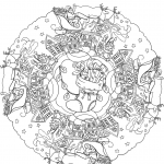 Mandala with Christmas Stocking,...