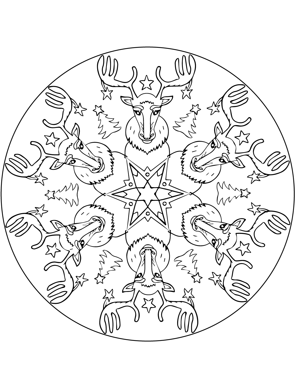Christmas Mandala with Reindeers