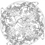 Christmas Mandala with Little Girl,...