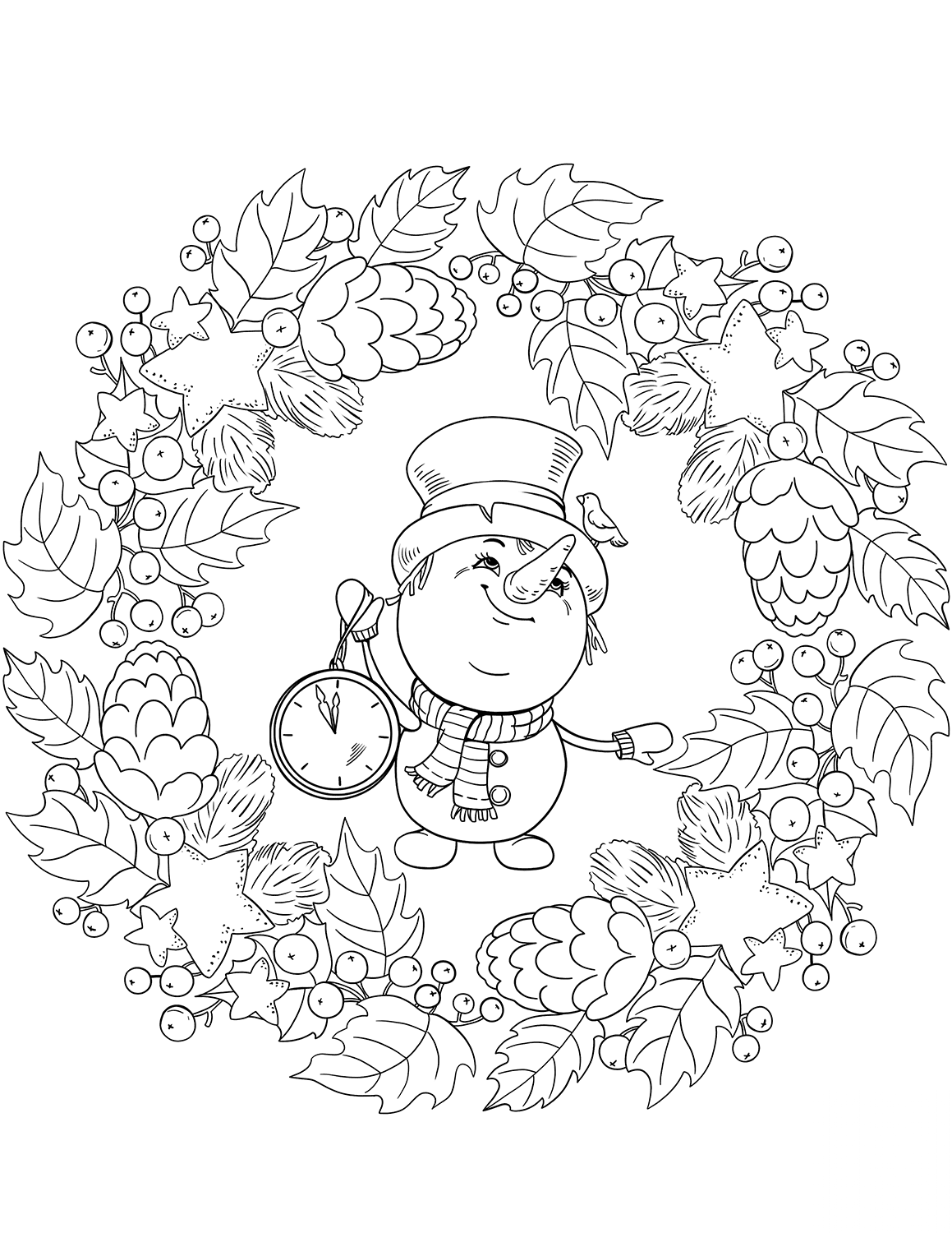 New Year Mandala with a Snowman...