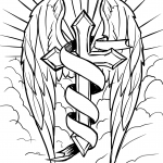 Cross with Wings in the Clouds