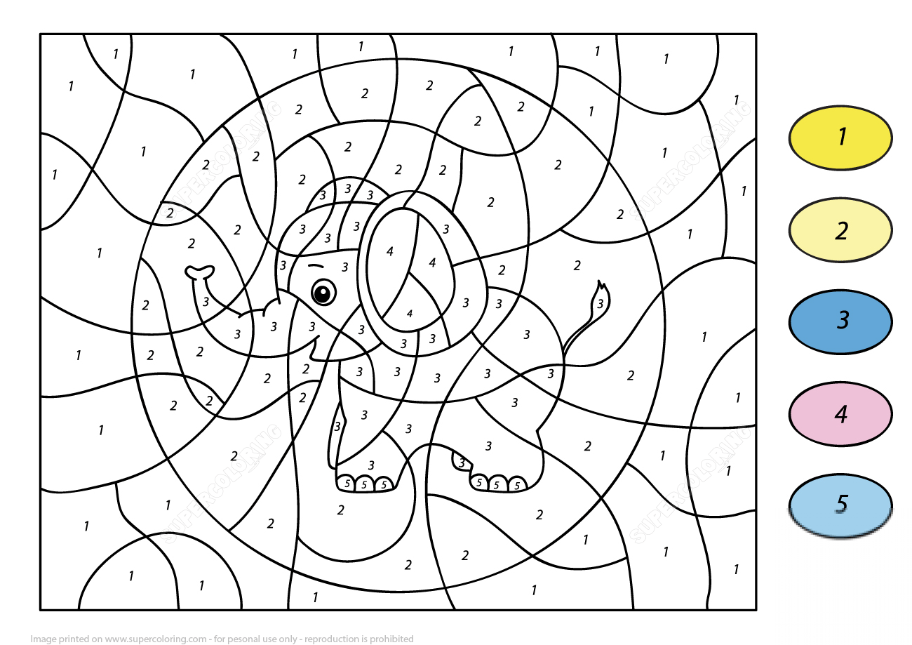 Elephant Color by Number