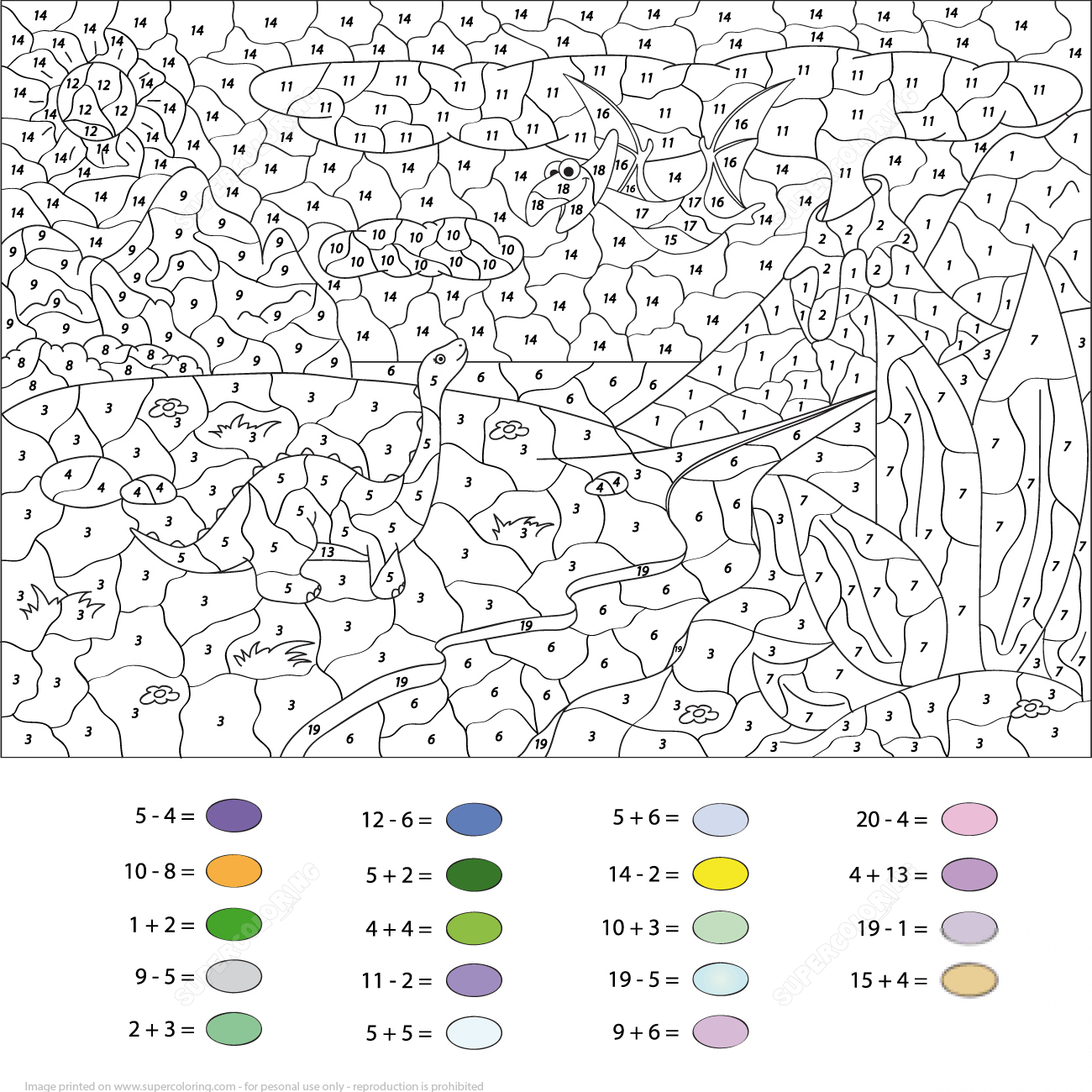 Pterodactyl and Diplodocus Color by...