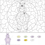Cartoon Hippo Color by Number