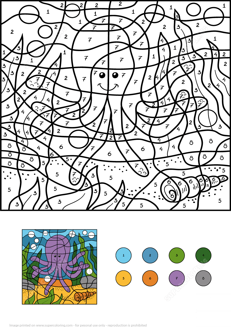 Funny Octopus Color by Number
