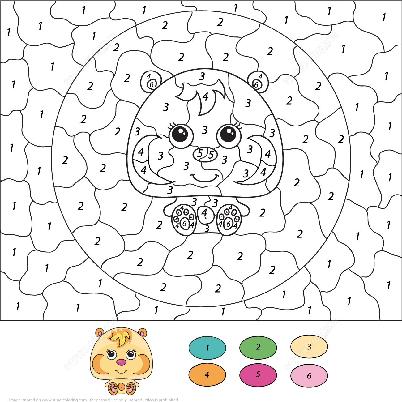 Cute Hamster Color by Number