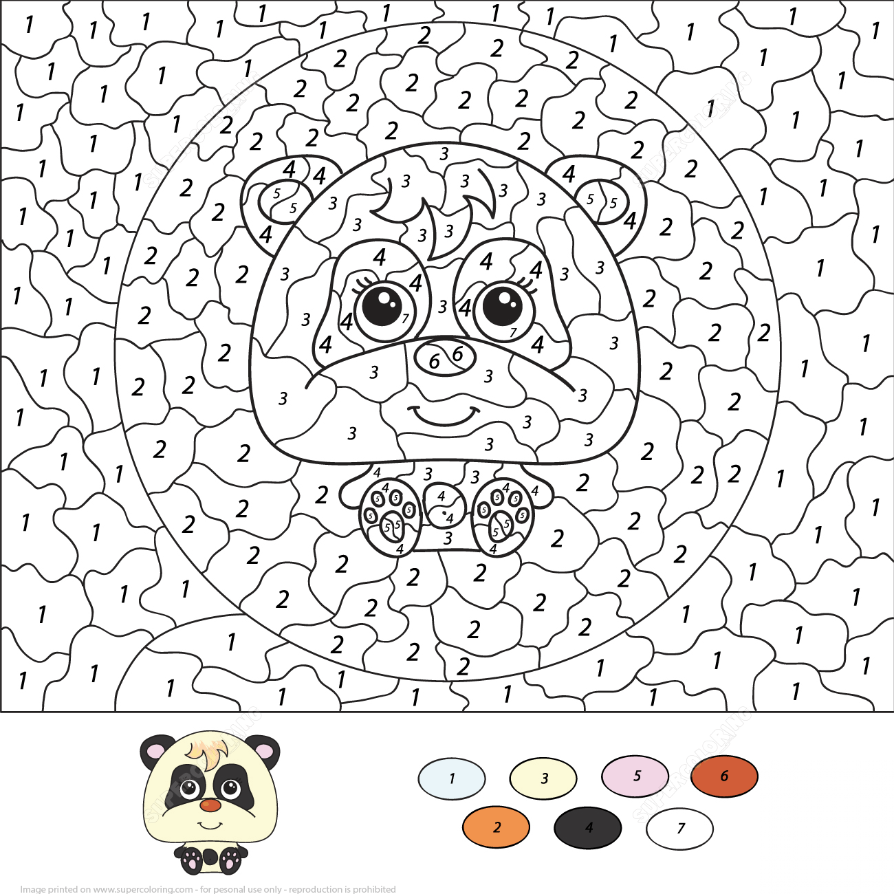 Cartoon Panda Color by Number
