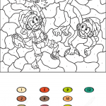 Two Monkeys Color by Number