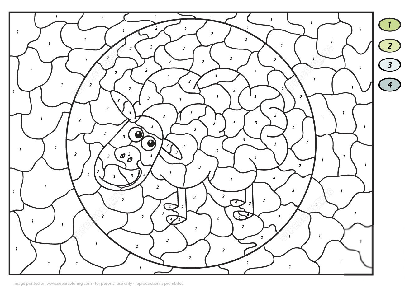 Cute Sheep Color by Number