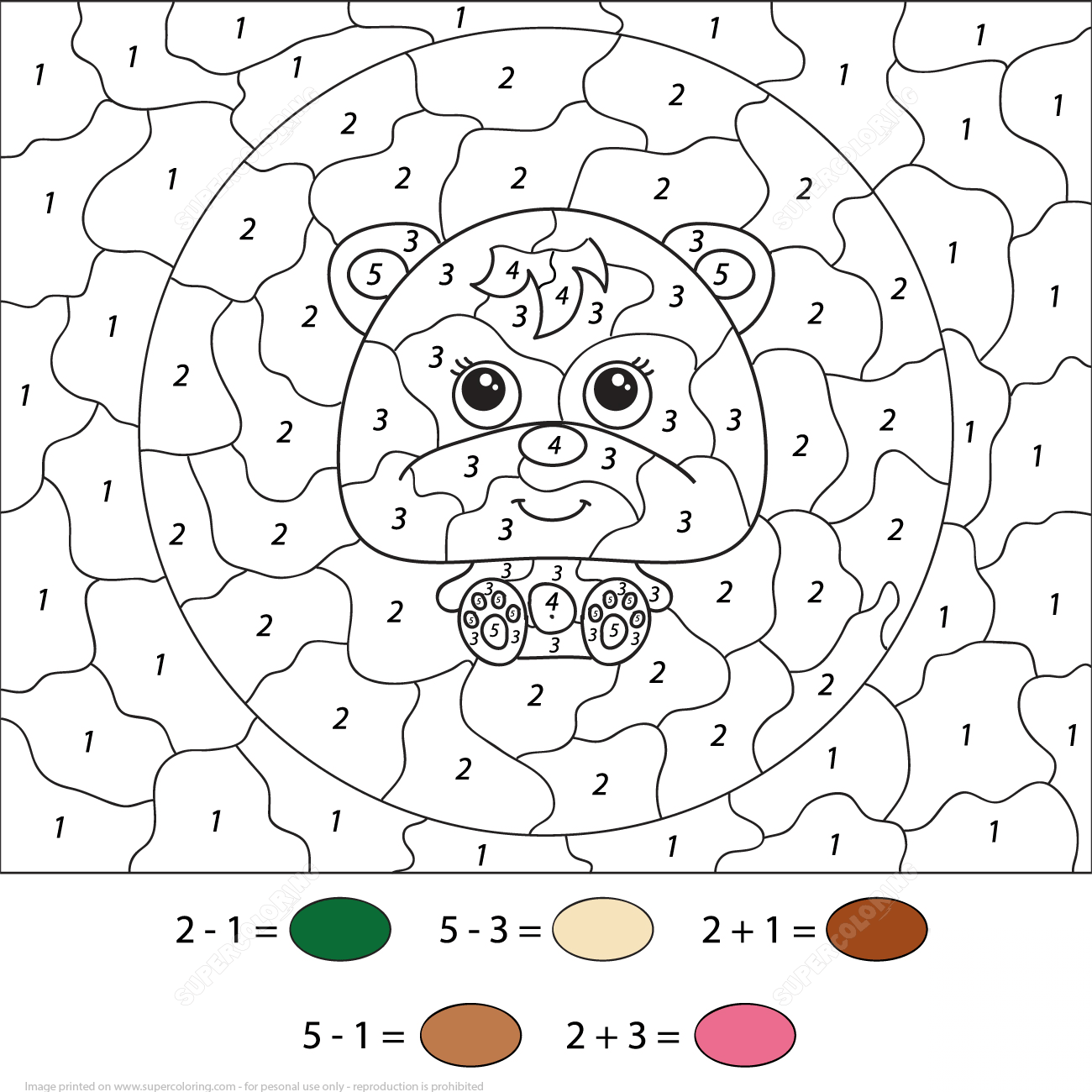 Little Cartoon Bear Color by Number