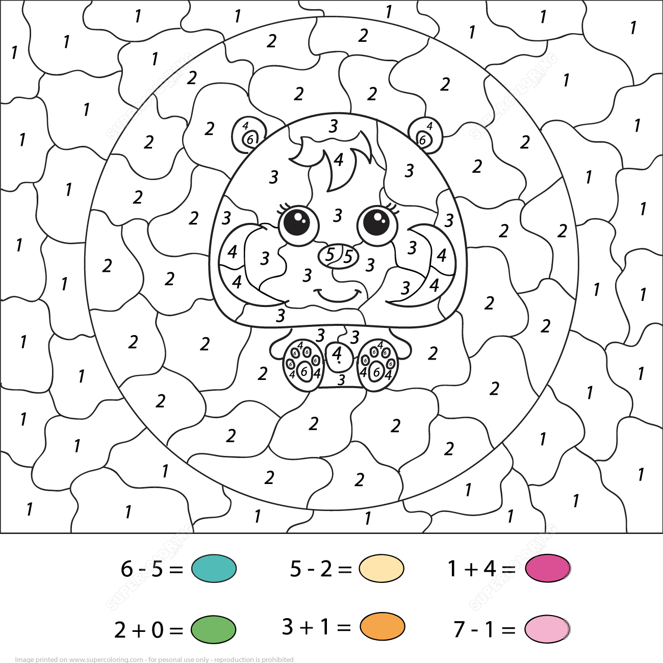 Hamster Calculation Color by Number
